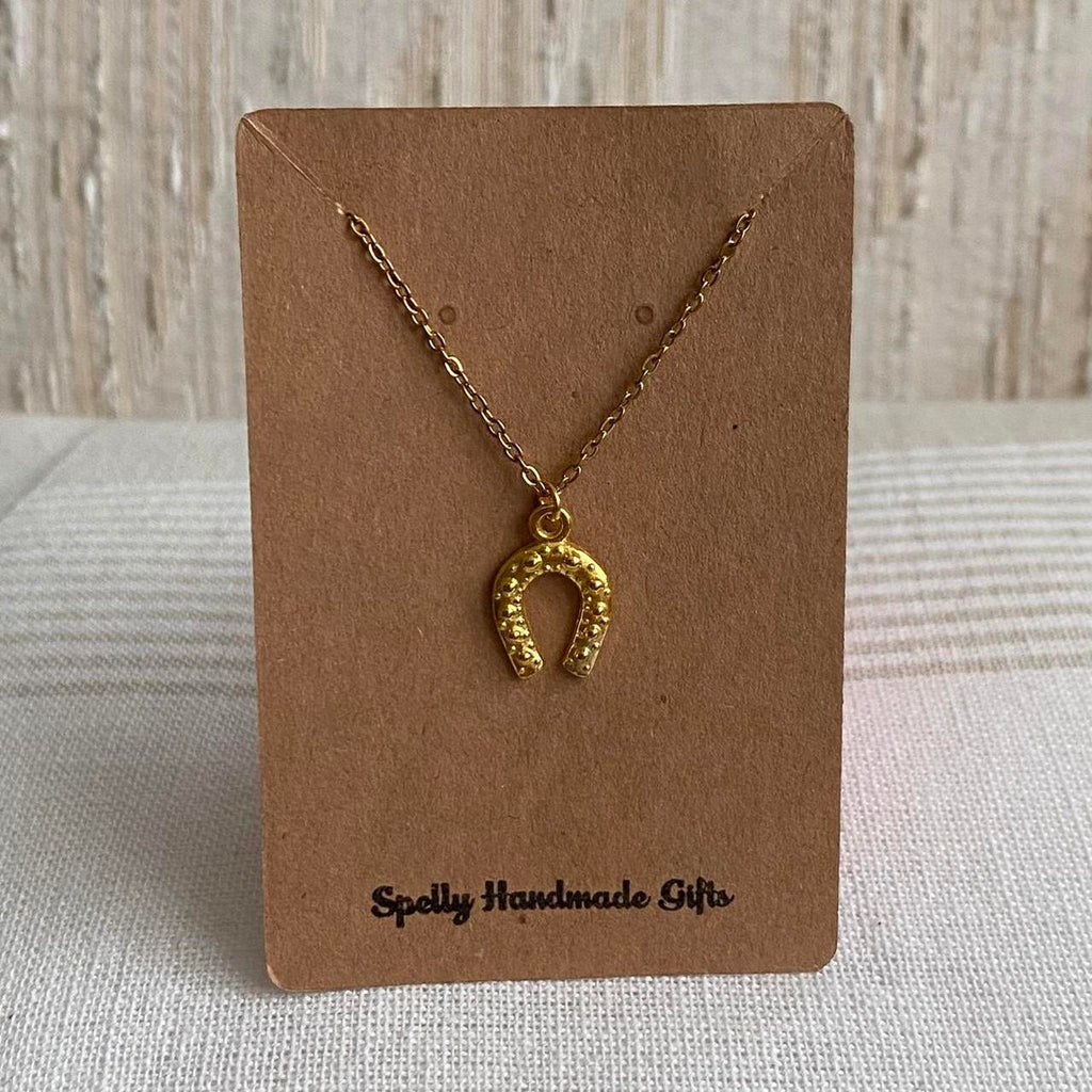 Lucky Gold Horseshoe Pendant Chain Necklace 18 - Image 3