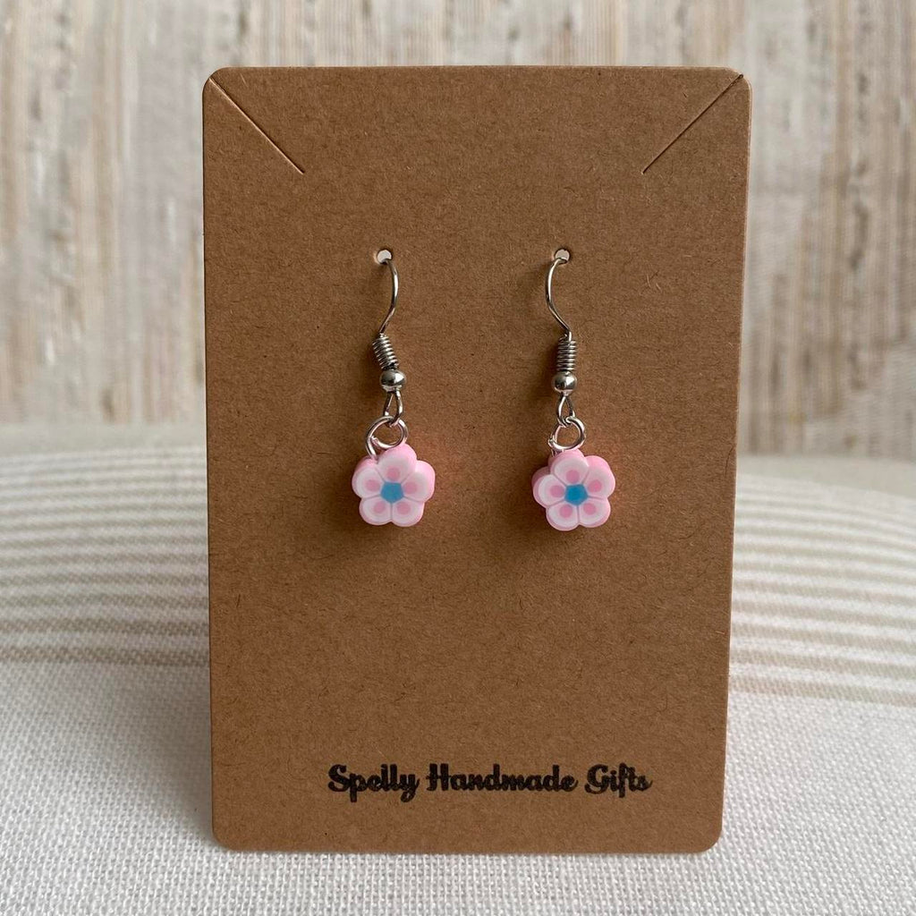 Light Pink Tropical Flower Polymer Clay Dangle - Image 4