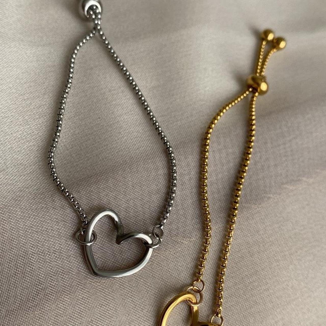 Organically Shaped Hollow Silver Heart Adjustable - Image 4