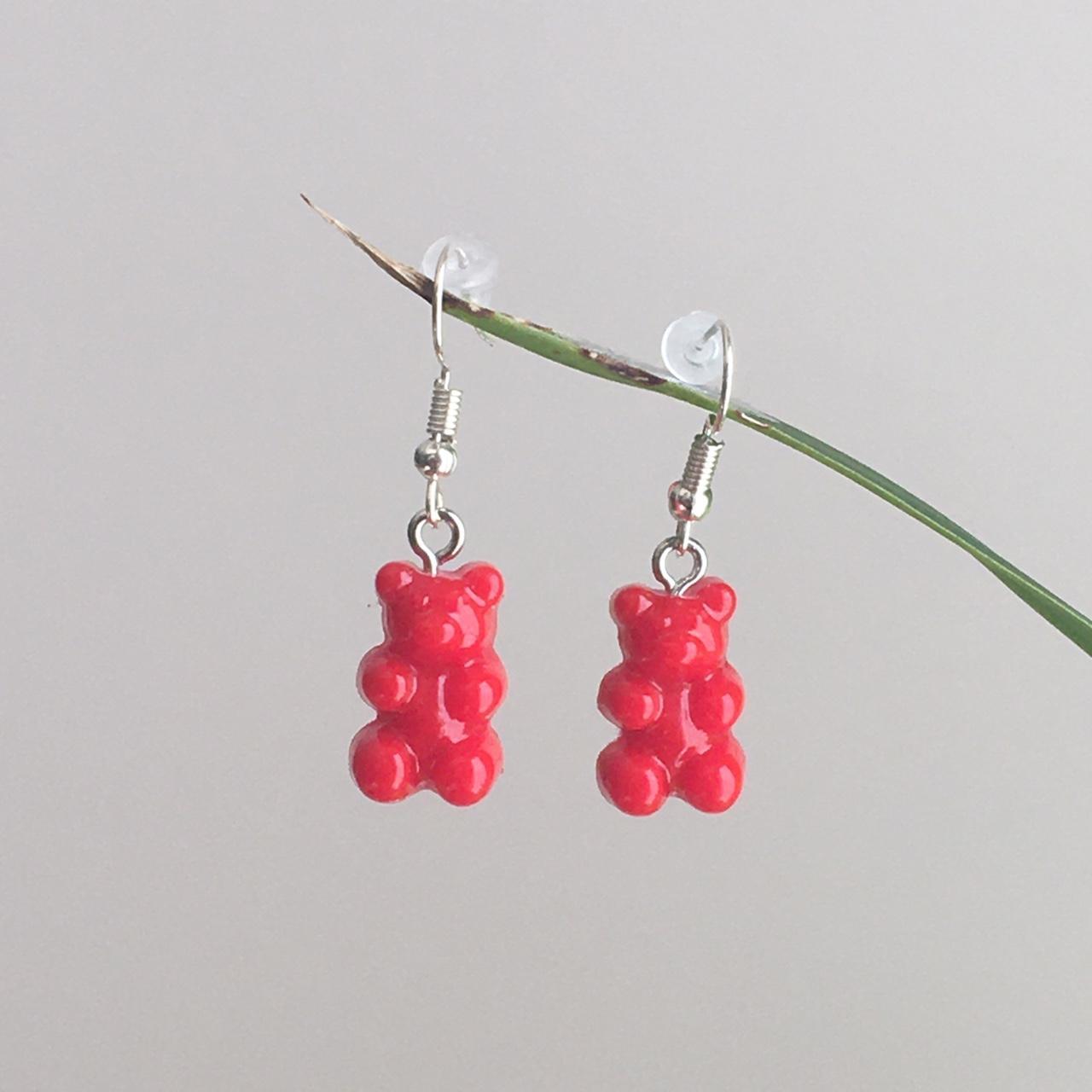 Cute Hand Made Resin Red Gummy Bear Drop Dangle