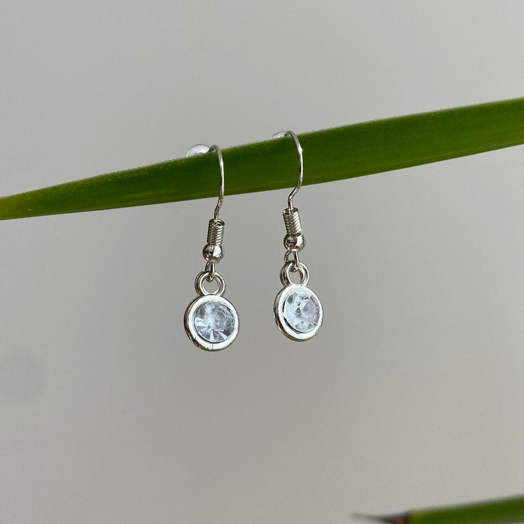 Crystal Clear Gem Dangle Earrings Silver Accents - Image 5