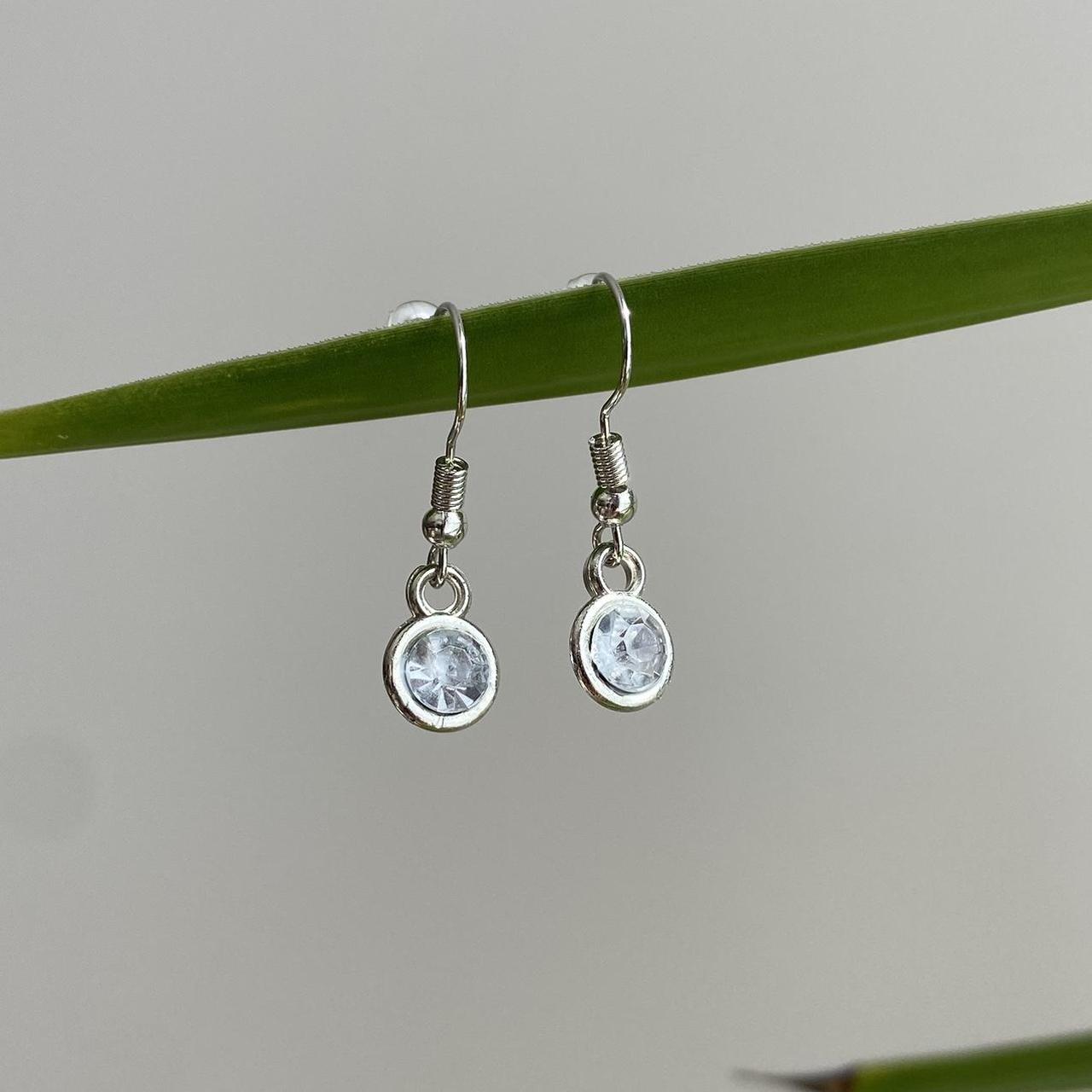 Crystal Clear Gem Dangle Earrings Silver Accents - Image 5