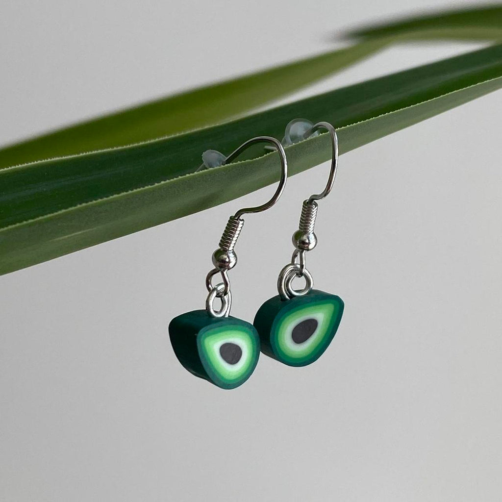 Green Avocado Fruit Polymer Clay Dangle Earrings - Image 4