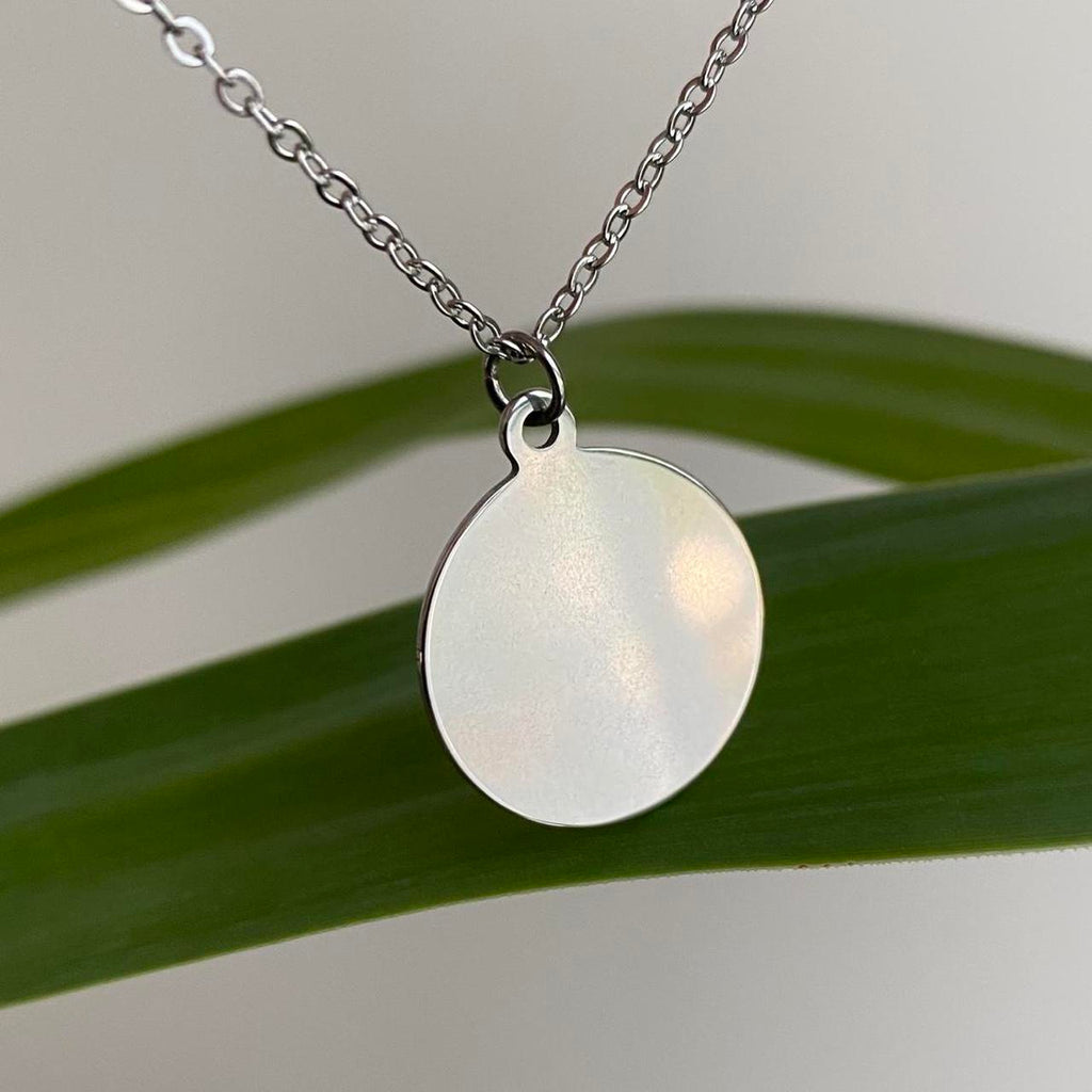 Silver Solid Circle Pendant Chain Necklace Also
