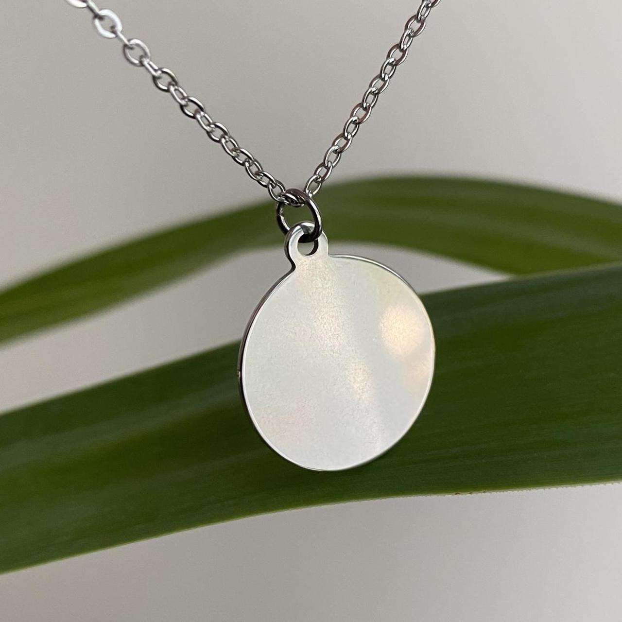 Silver Solid Circle Pendant Chain Necklace Also