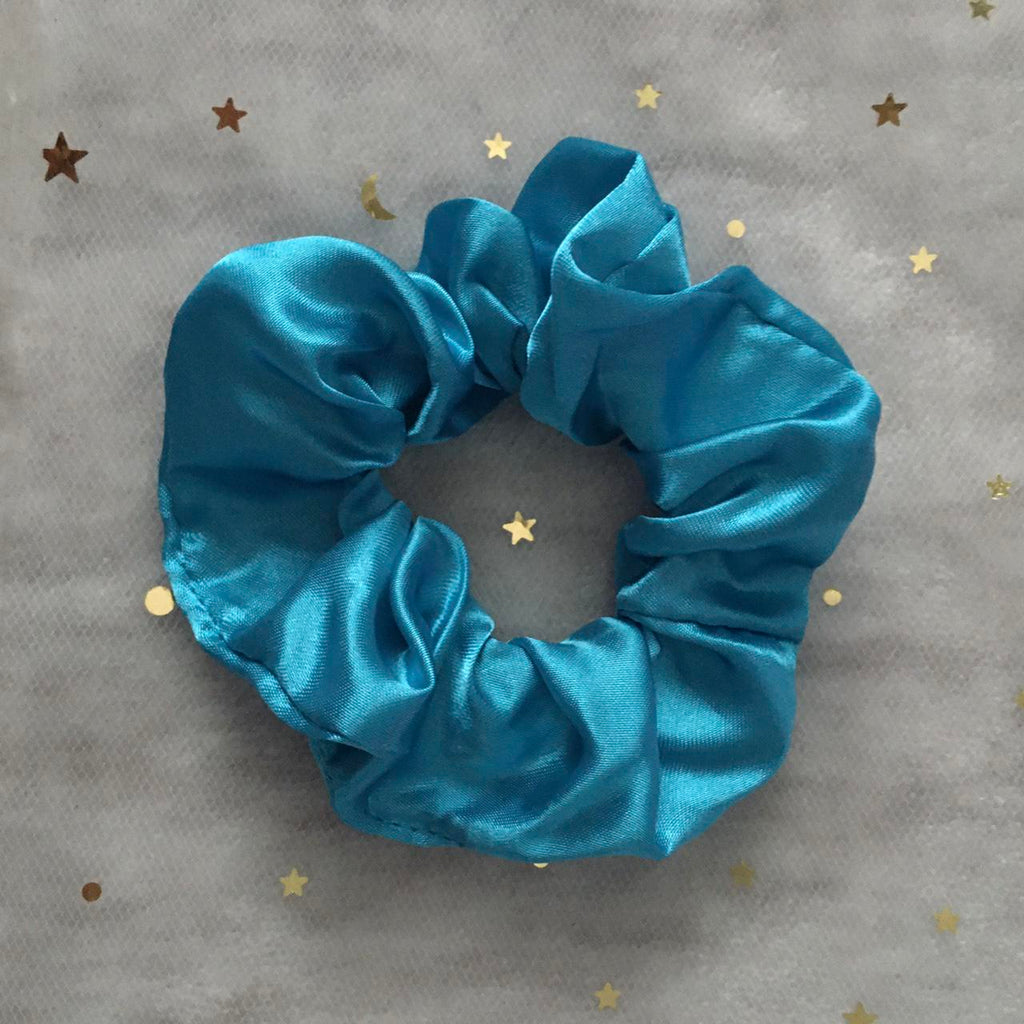 Billie Elish Ocean Eyes Blue Satin Scrunchie - Image 3