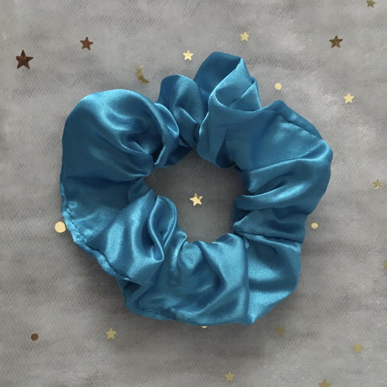 Billie Elish Ocean Eyes Blue Satin Scrunchie - Image 3