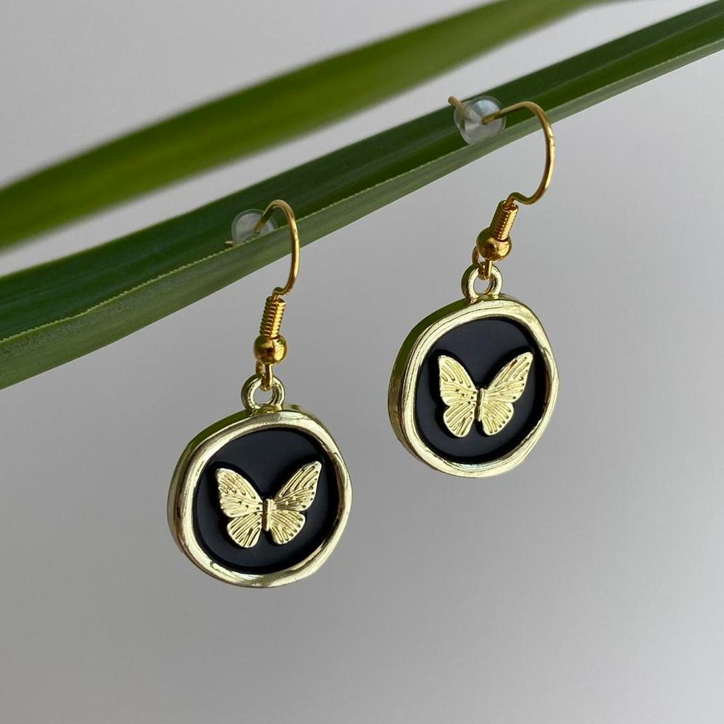 Black And Gold Stamped Wax Seal Style Butterfly