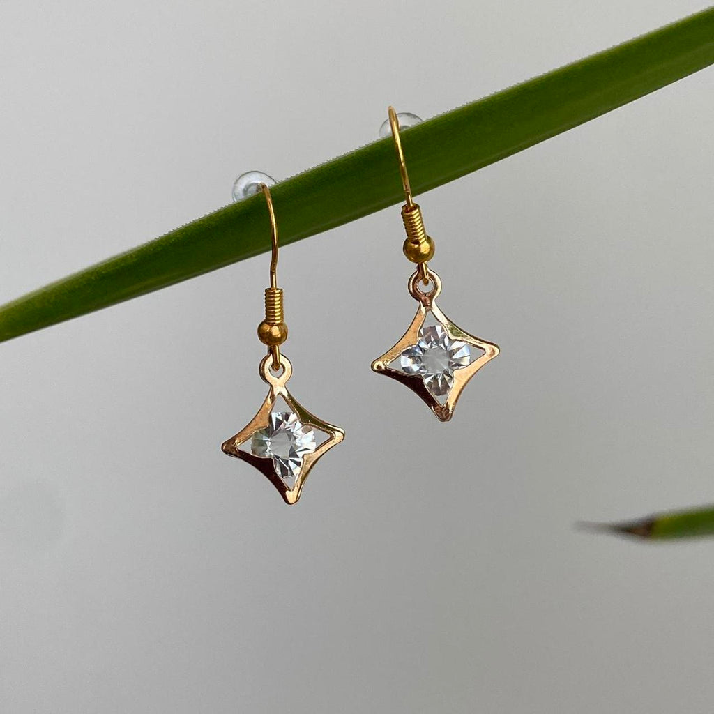 Diamond Gold Dangle Earrings Hand Made Pendant - Image 4