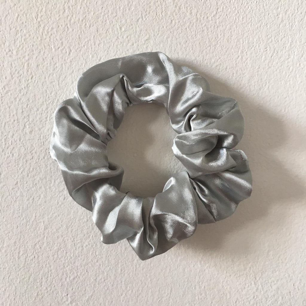 Grey Silver Satin Scrunchie Instant Buy Enabled