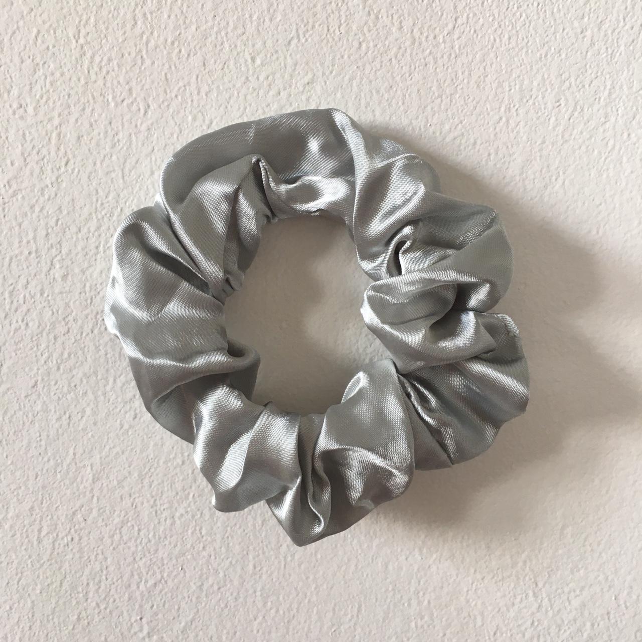 Grey Silver Satin Scrunchie Instant Buy Enabled