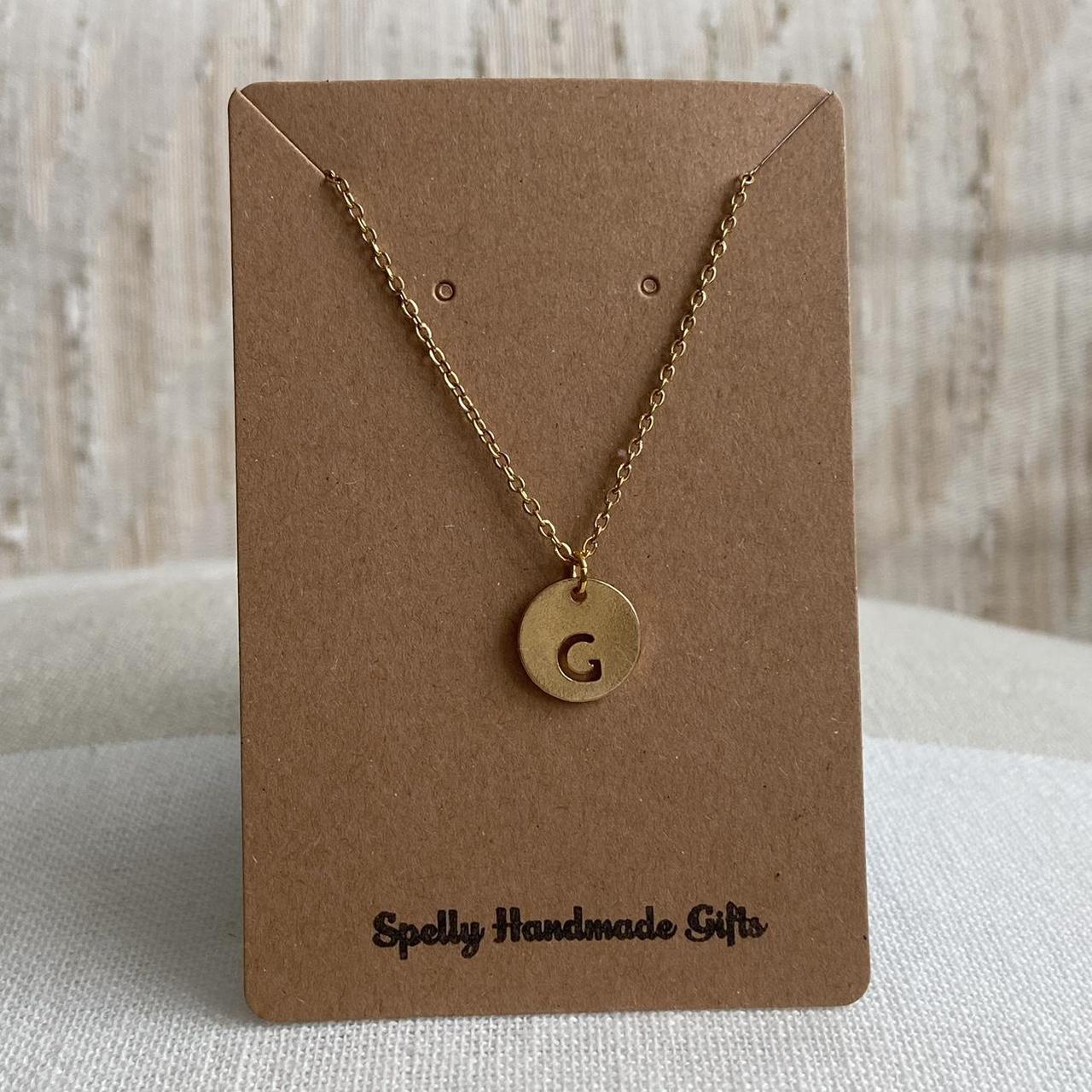 Circle Stamped Gold Letter G Initial Pendant Chain - Image 4