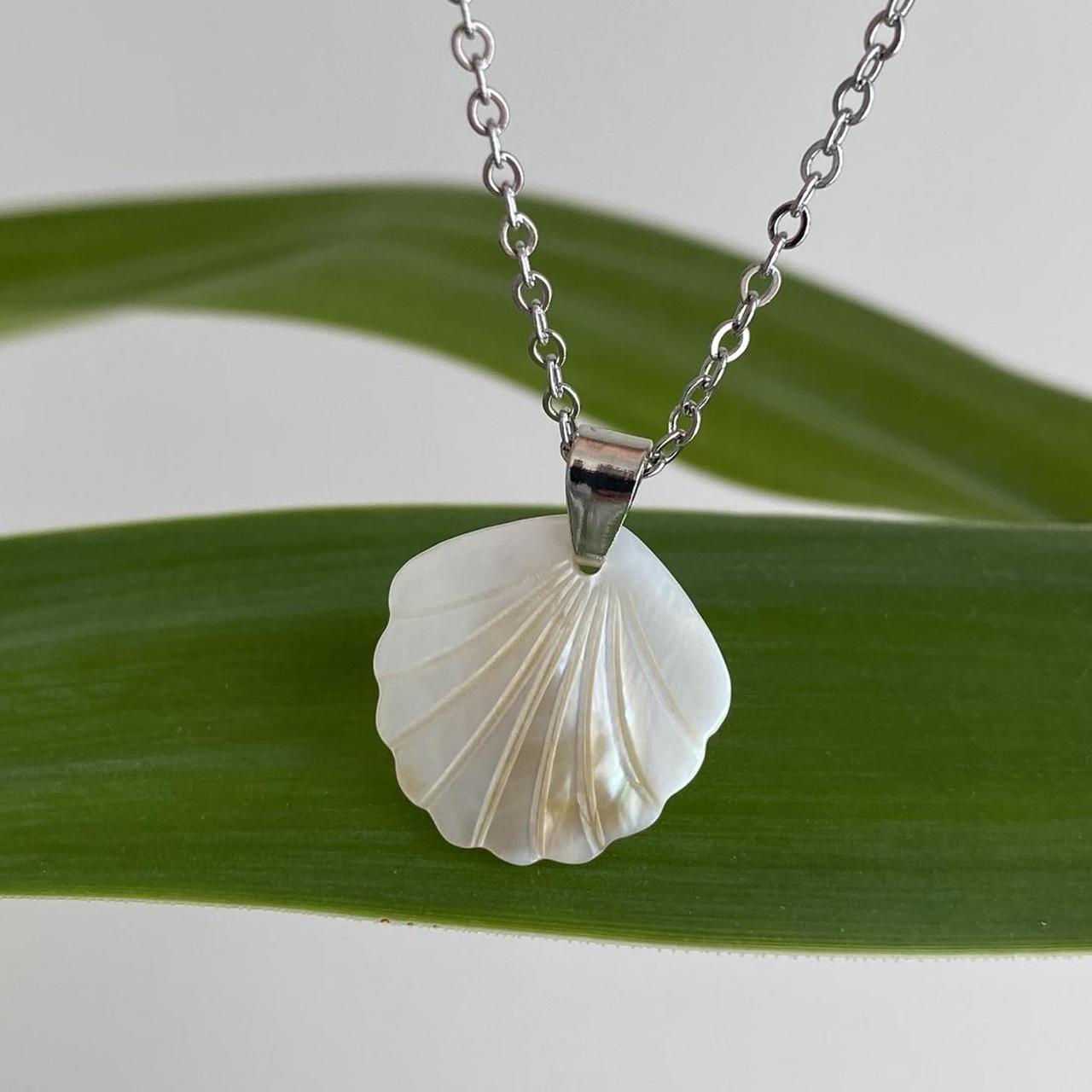Genuine Shell Pendant Chain Necklace With Silver - Image 7