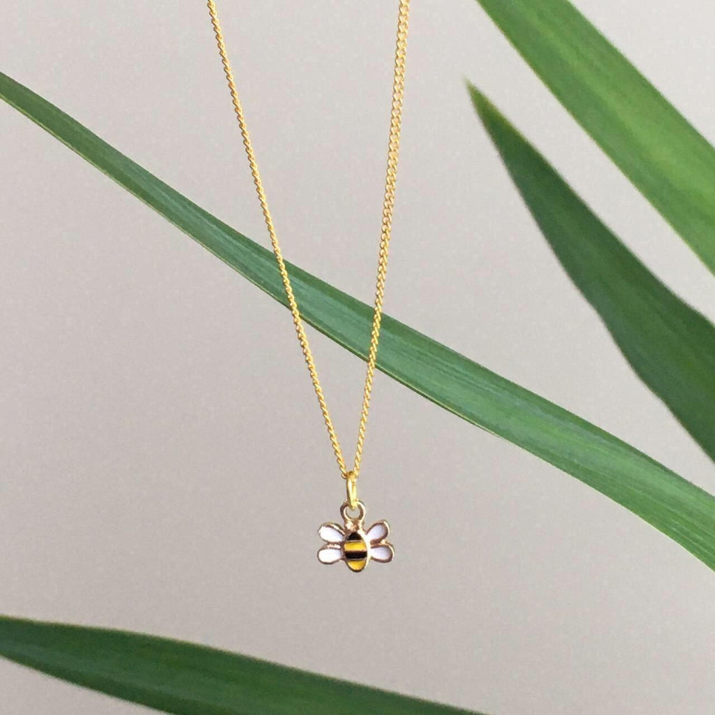 Cute Honey Bee Dangle Necklace With Gold Accents - Image 2