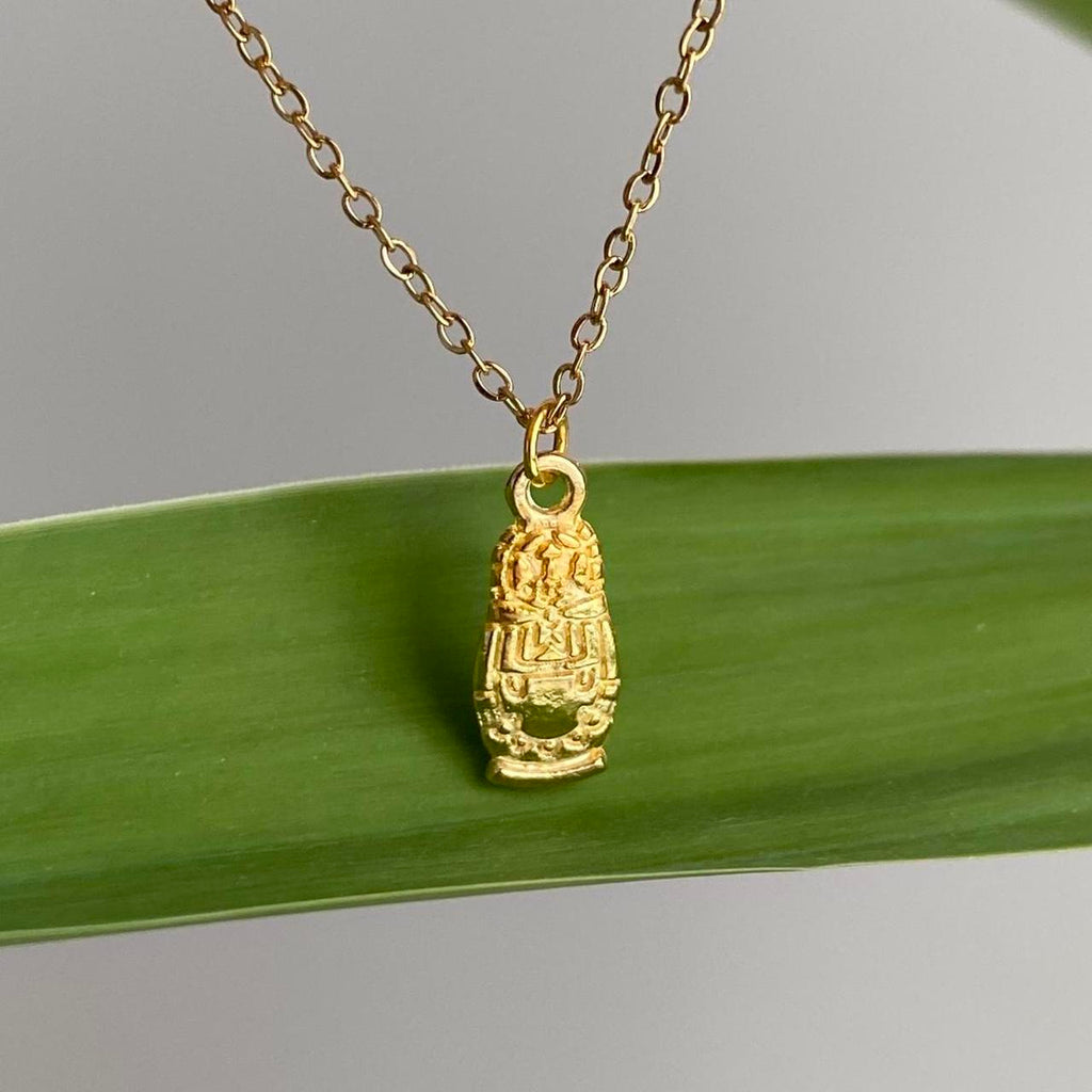 Gold Idol Pendant Chain Necklace 18 Karat Gold