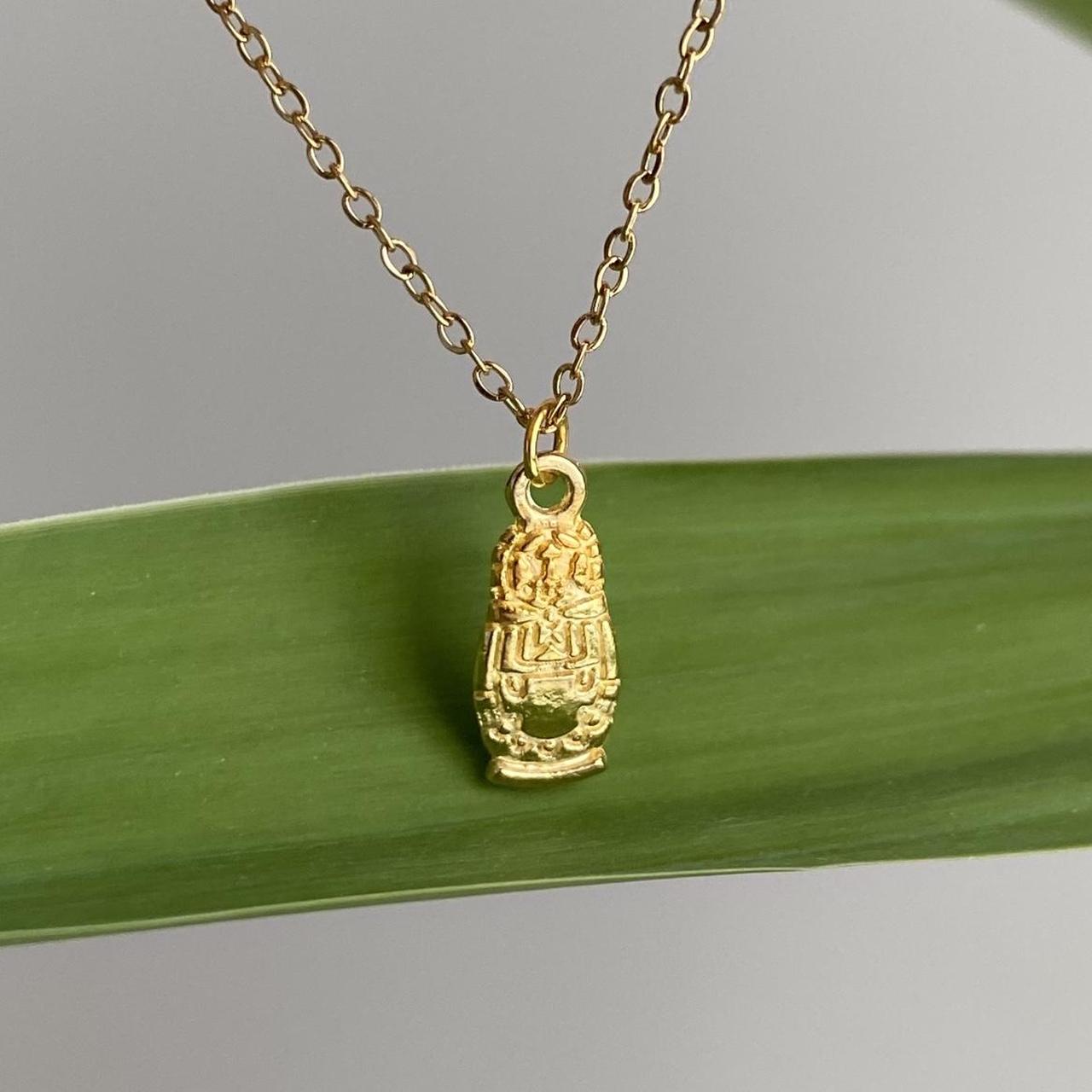 Gold Idol Pendant Chain Necklace 18 Karat Gold