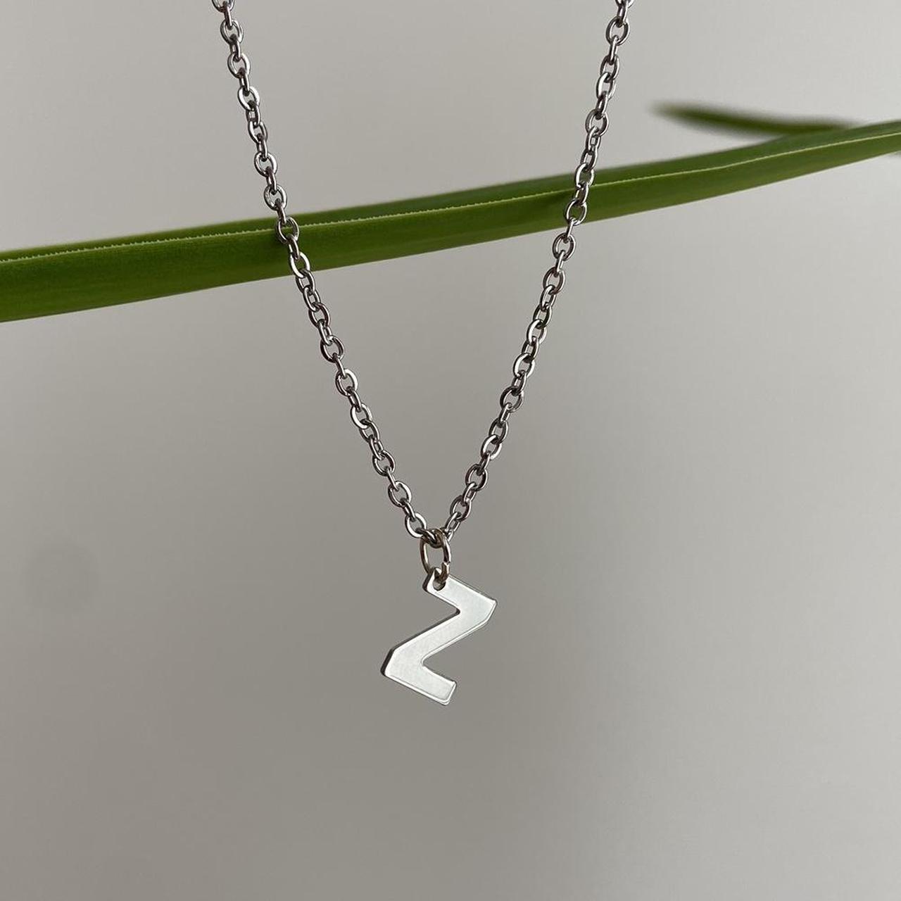 Silver Letter Z Initial Pendant Chain Necklace