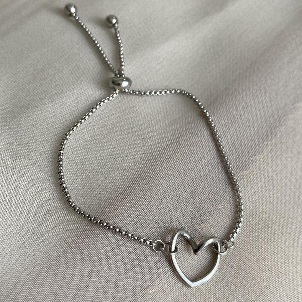 Organically Shaped Hollow Silver Heart Adjustable - Image 3