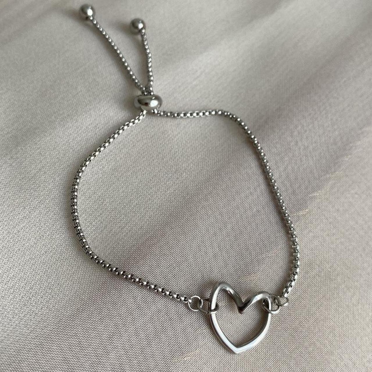 Organically Shaped Hollow Silver Heart Adjustable - Image 3