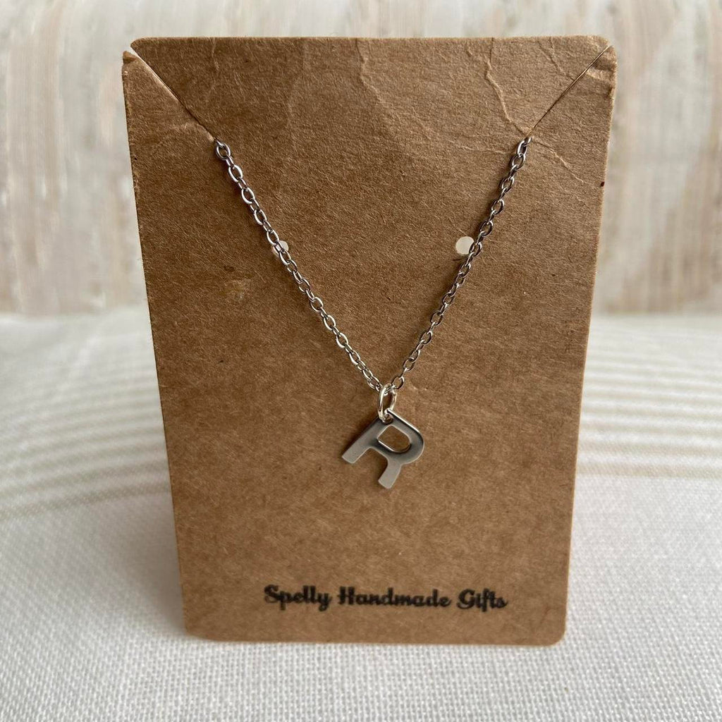 Silver Letter R Initial Pendant Chain Necklace - Image 3
