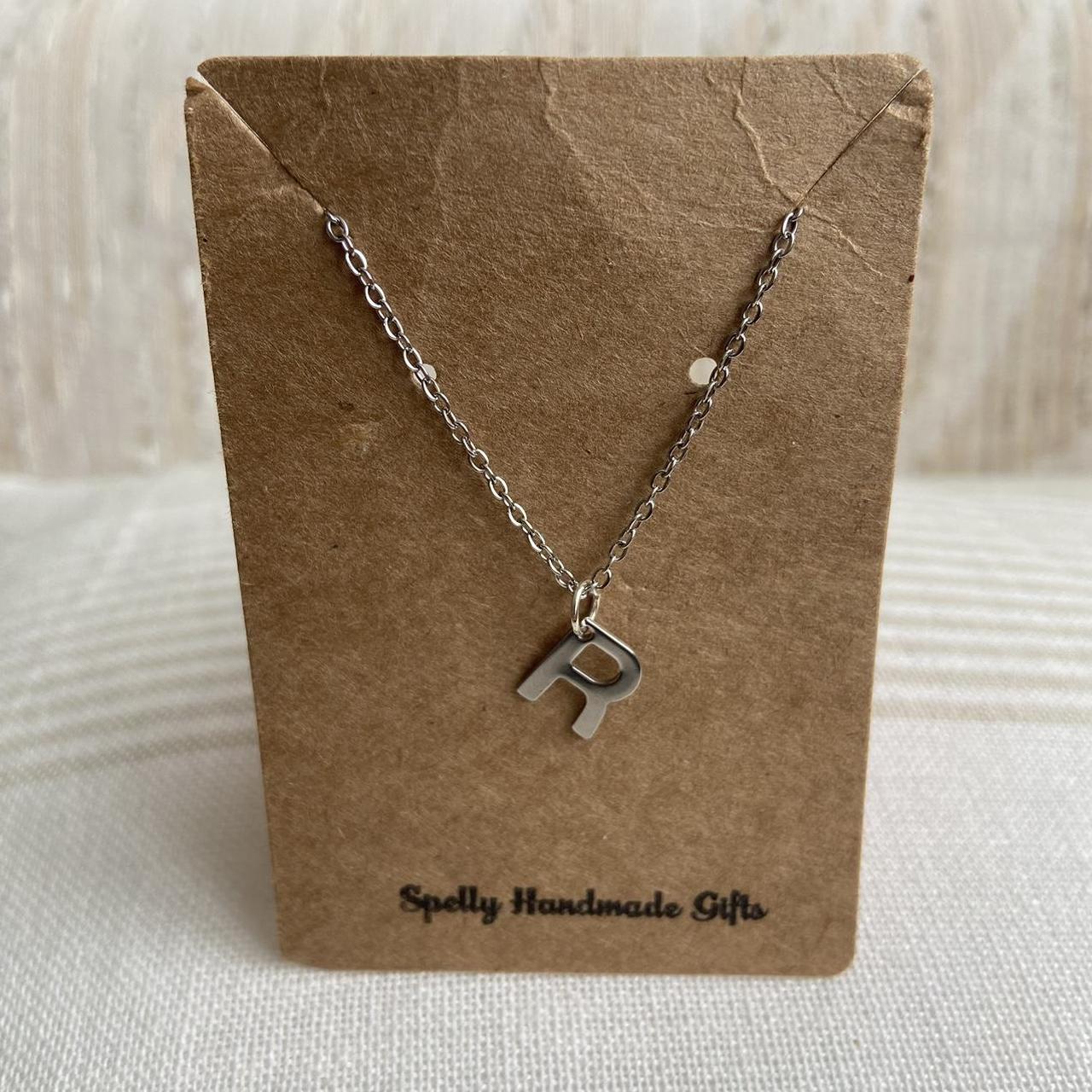 Silver Letter R Initial Pendant Chain Necklace - Image 3