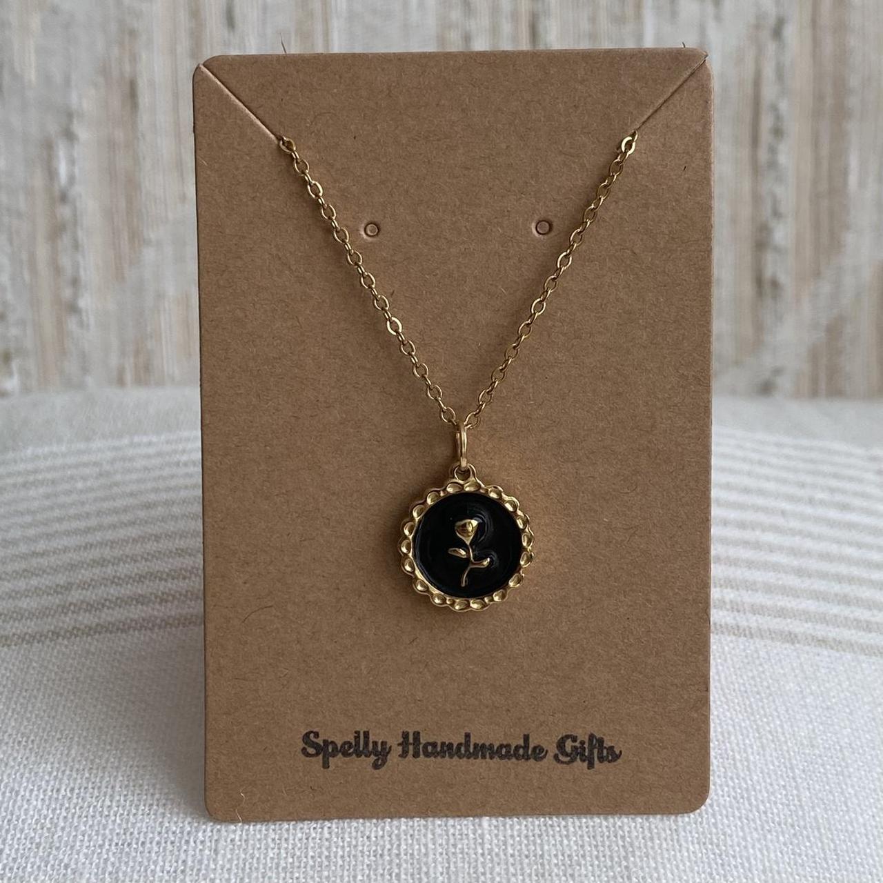 18 Karat Gold Plated Black Enamel Vintage Style Rose - Image 3