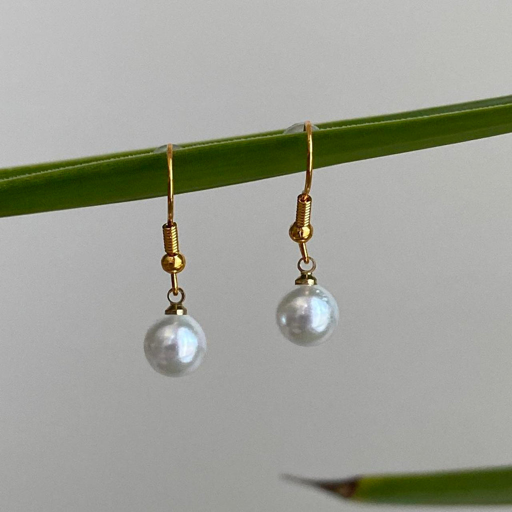 Pearl Dangle Earrings Matching Necklace Also - Image 3