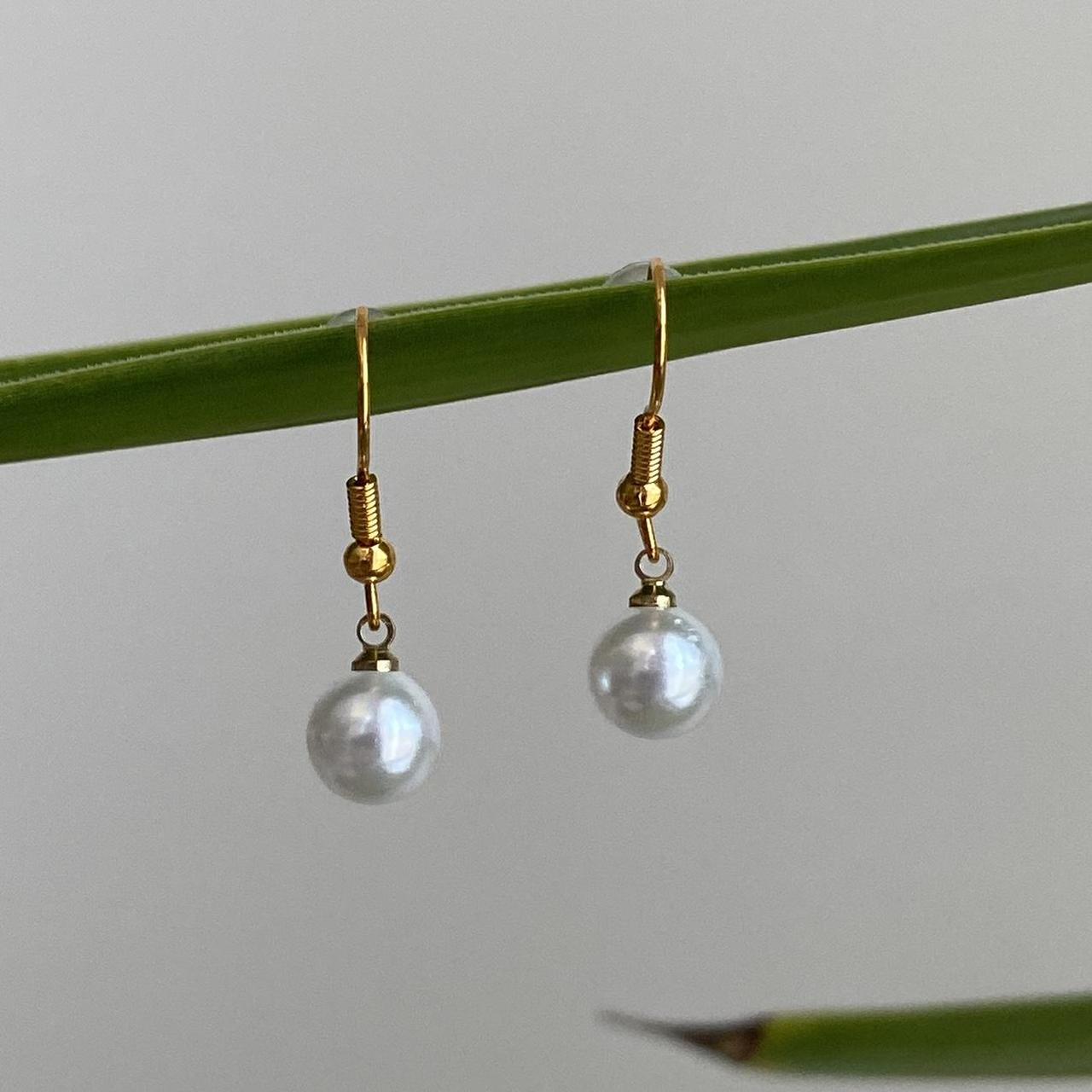 Pearl Dangle Earrings Matching Necklace Also - Image 3