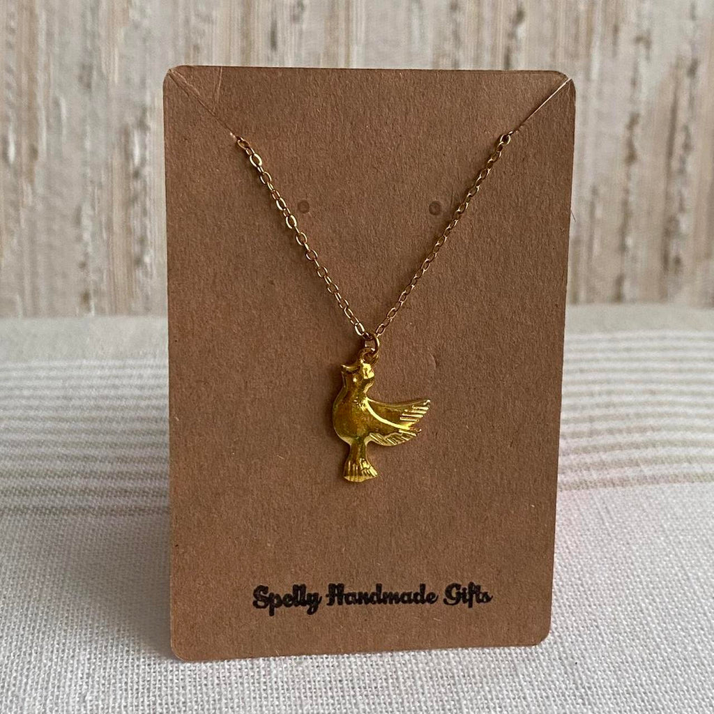 Flying Dove Bird Gold Pendant Chain Necklace 18 - Image 3