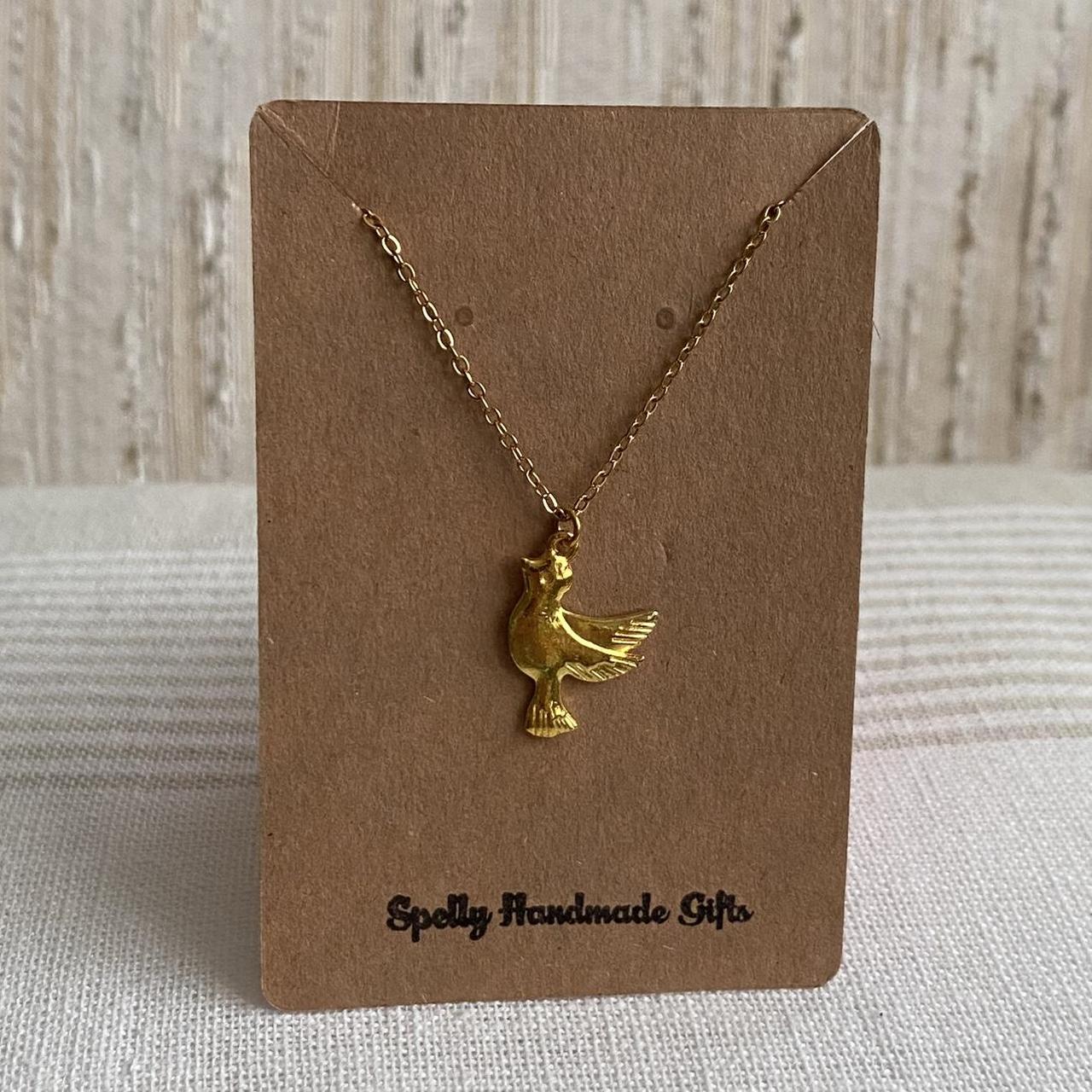 Flying Dove Bird Gold Pendant Chain Necklace 18 - Image 3