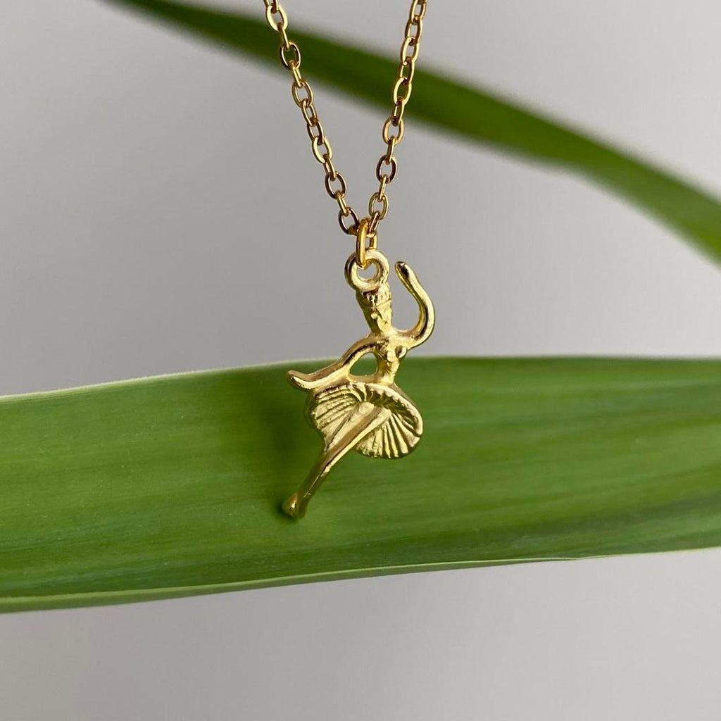 Gold Dancing Ballerina Pendant Chain Necklace 18