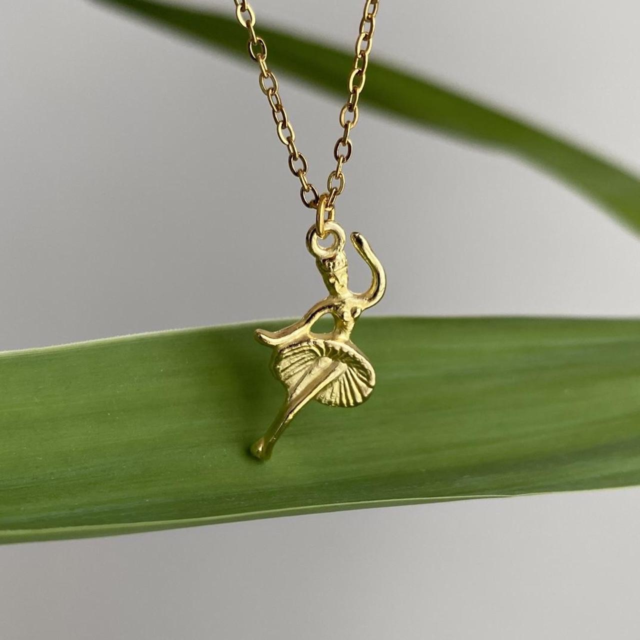 Gold Dancing Ballerina Pendant Chain Necklace 18