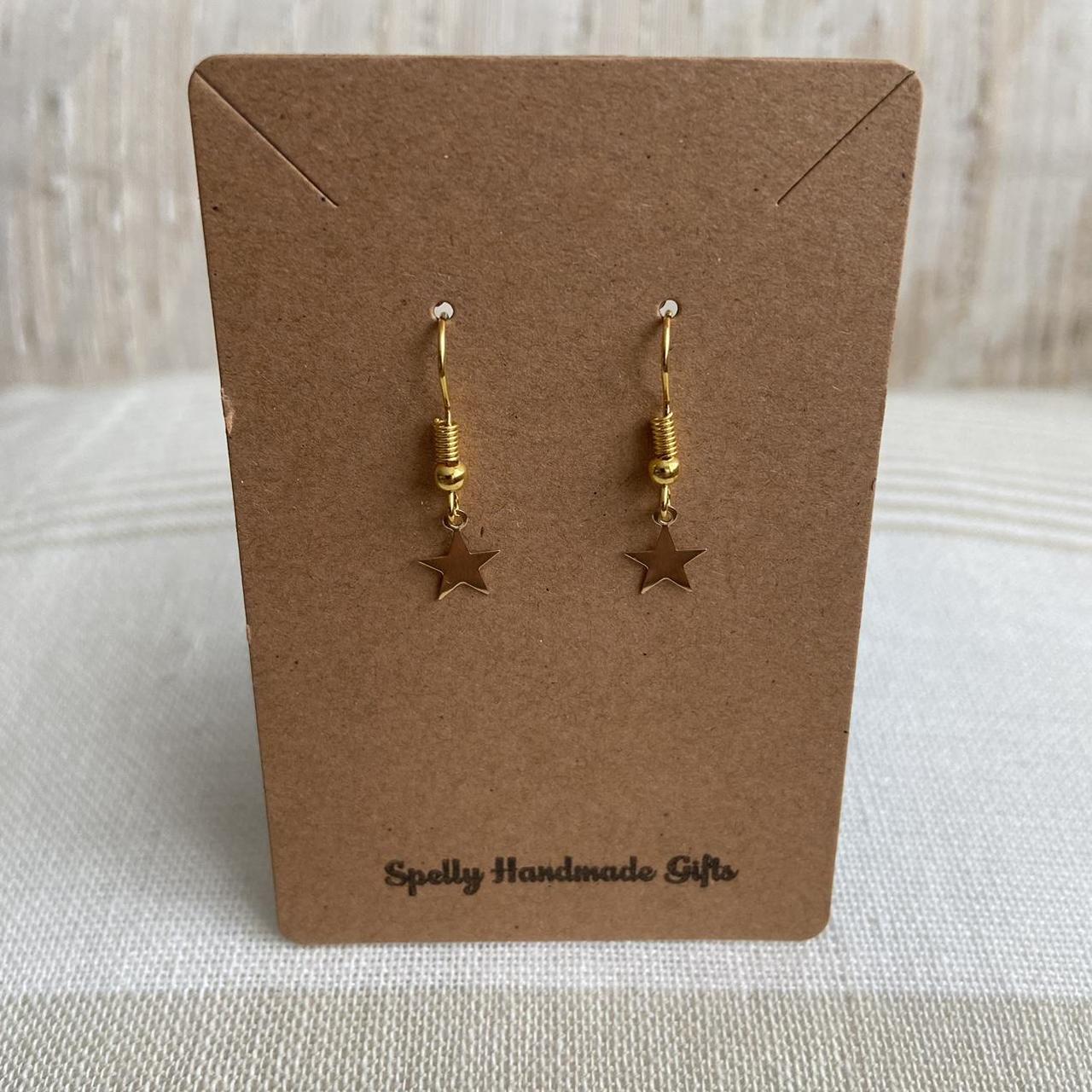 Petite Minimalist Gold Star Dangle Earrings Also - Image 5