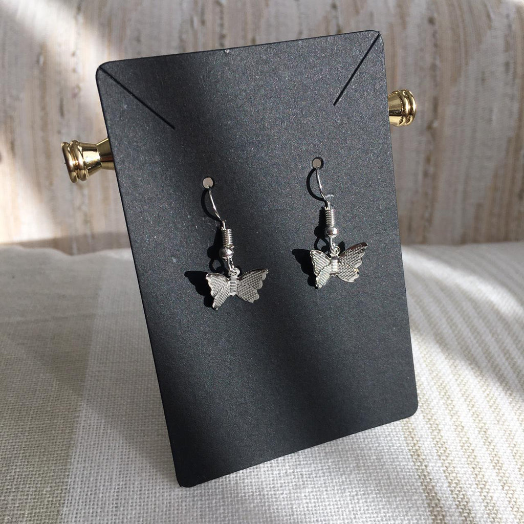 Simple Silver Butterfly Drop Dangle Earrings Also - Image 4