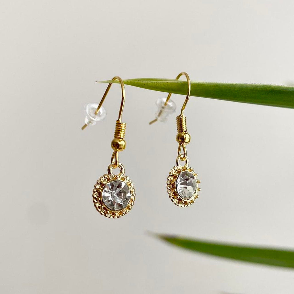 Cute Minimalist Crystal Dangle Earrings With Gold - Image 5