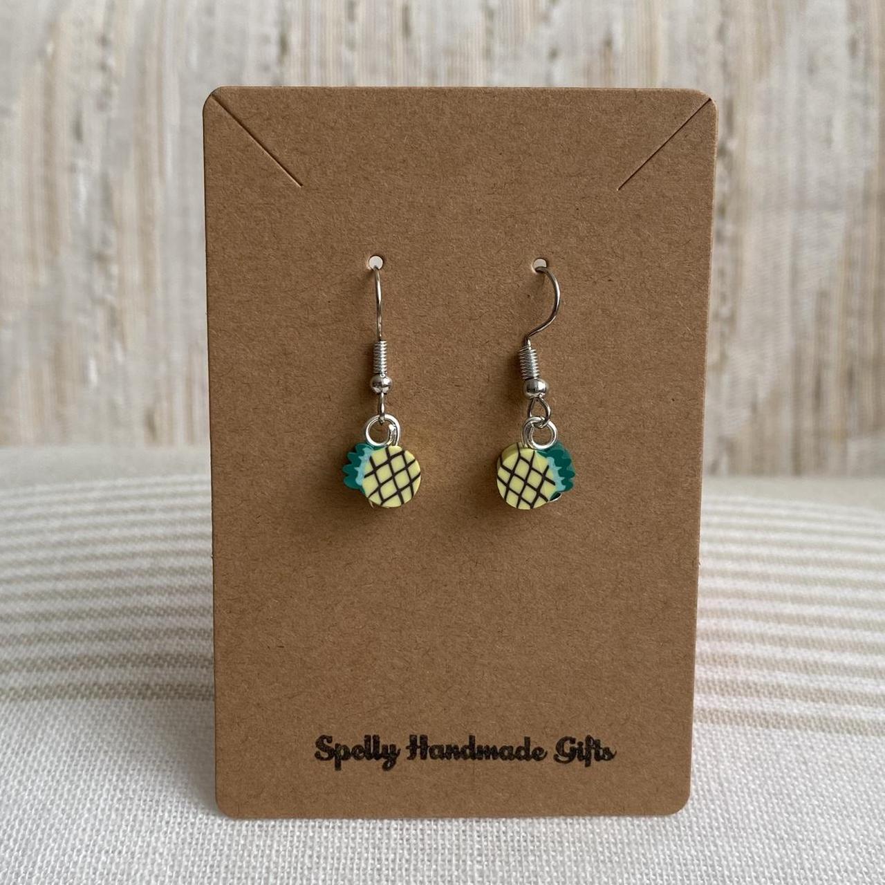 Yellow Pineapple Fruit Polymer Clay Dangle Earrings - Image 3