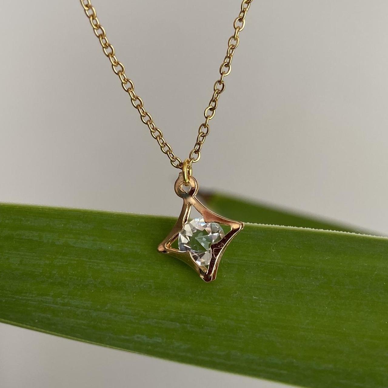 Diamond Gold Pendant Chain Necklace 18 Karat Gold