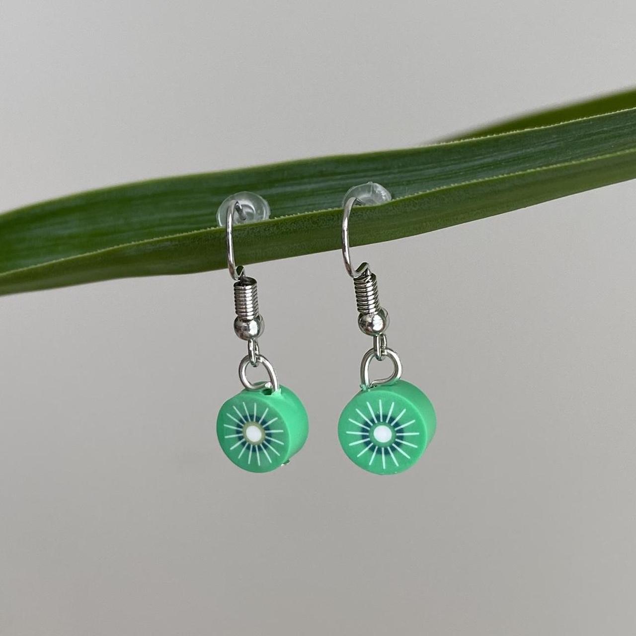 Green Lime Fruit Polymer Clay Dangle Earrings With - Image 3