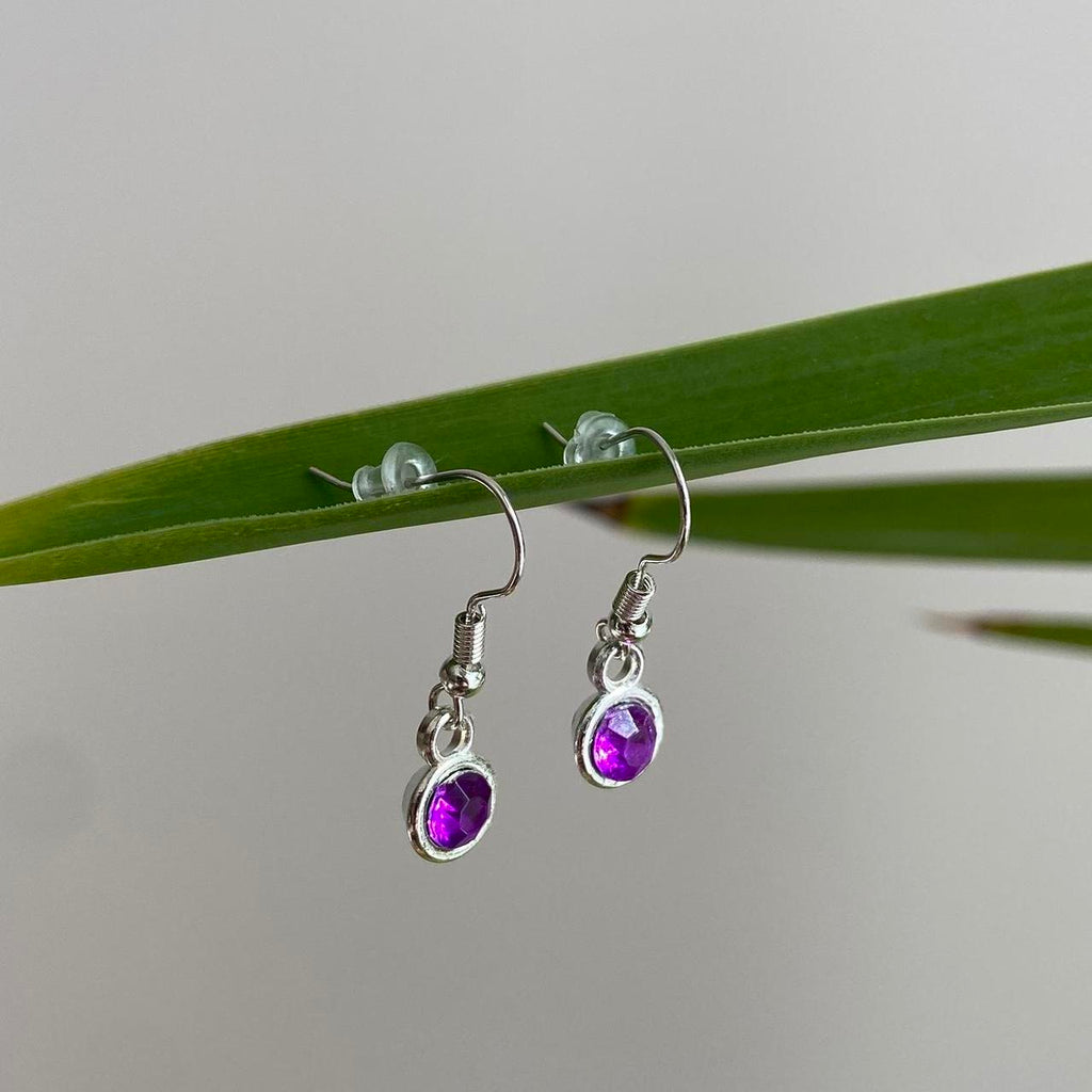 Purple Gem Dangle Earrings Silver Accents Hand - Image 6