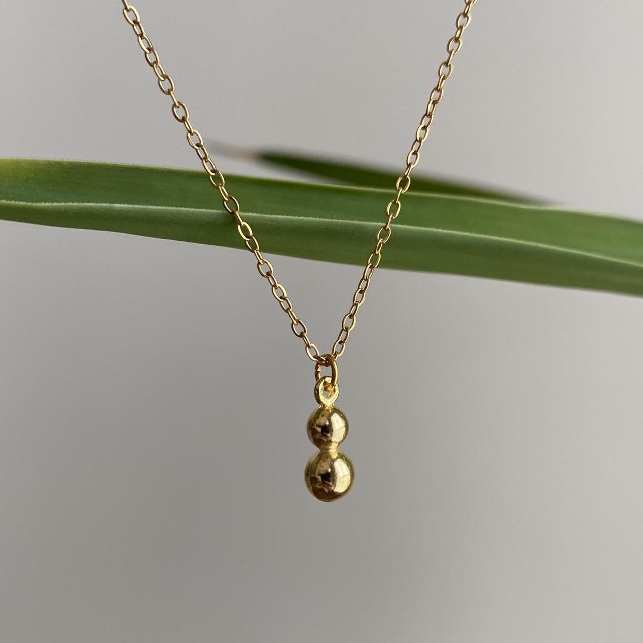 Elegant Gold Double Bulb Pendant Chain Necklace - Image 2