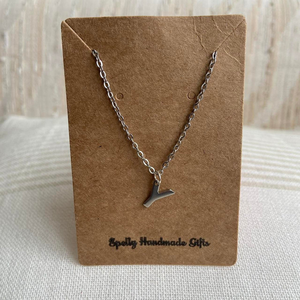 Silver Letter Y Initial Pendant Chain Necklace - Image 3