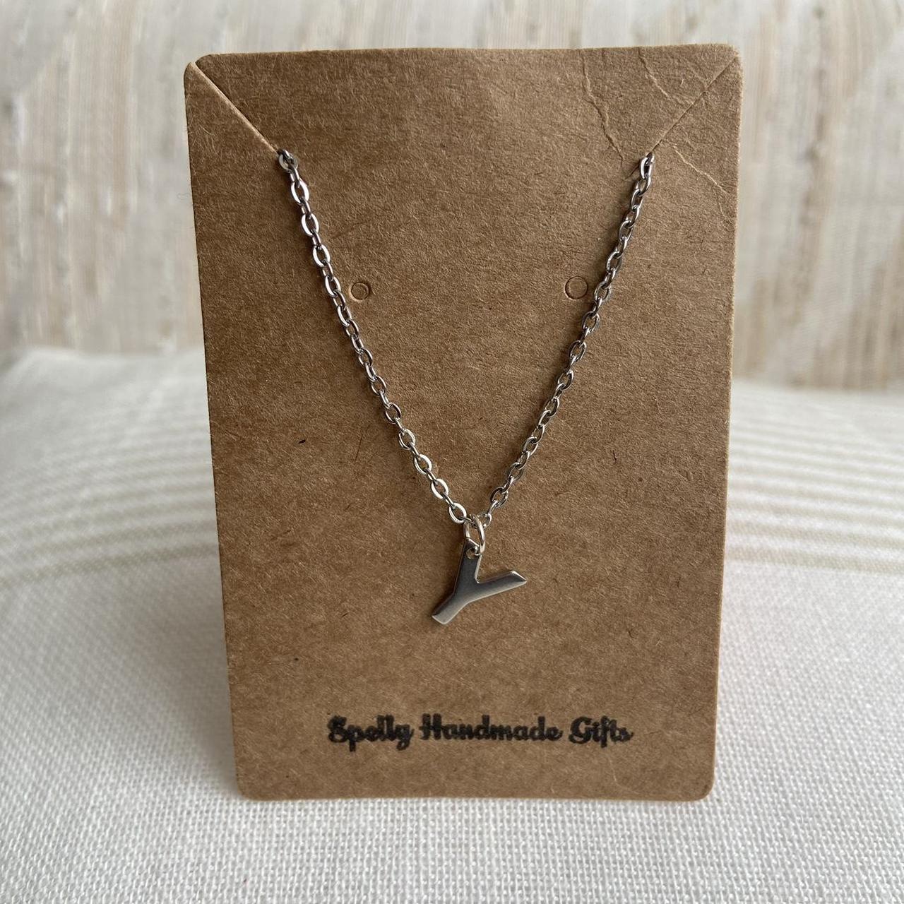 Silver Letter Y Initial Pendant Chain Necklace - Image 3