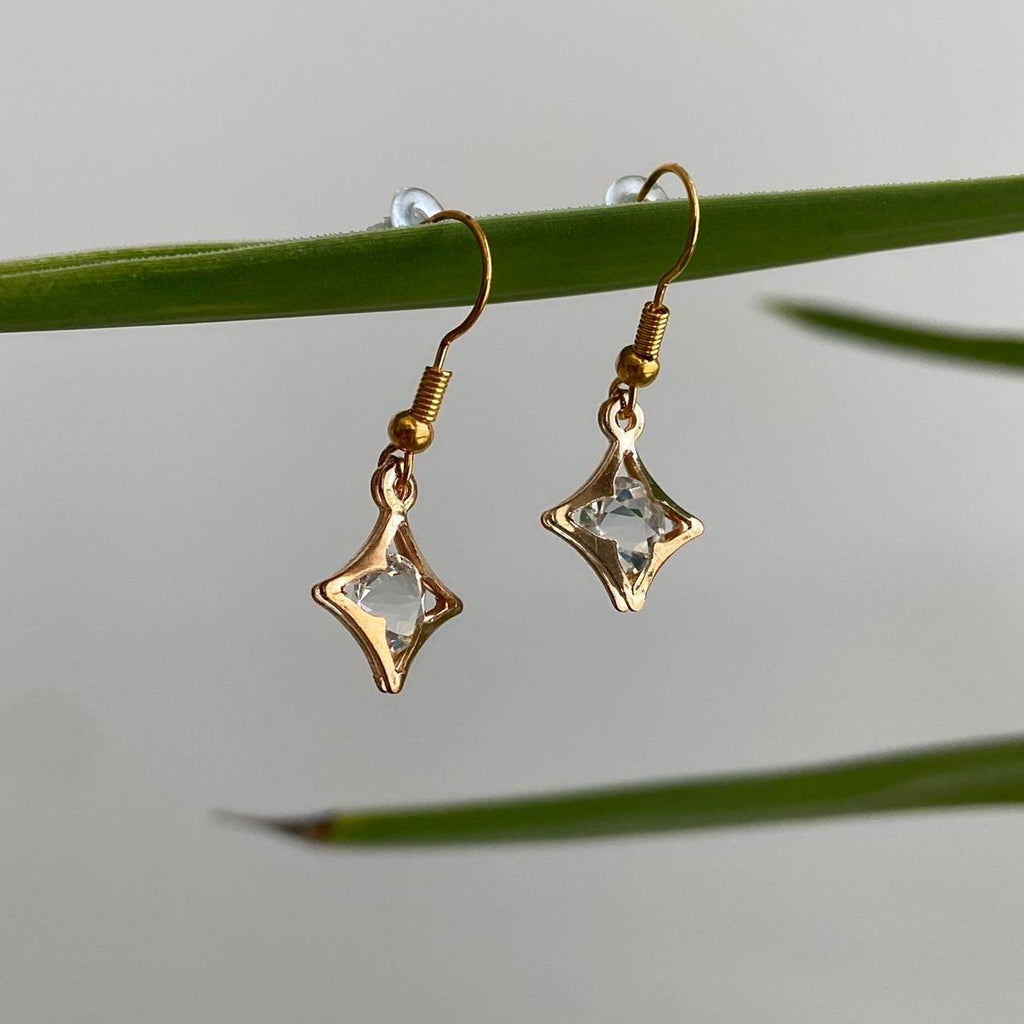 Diamond Gold Dangle Earrings Hand Made Pendant - Image 2