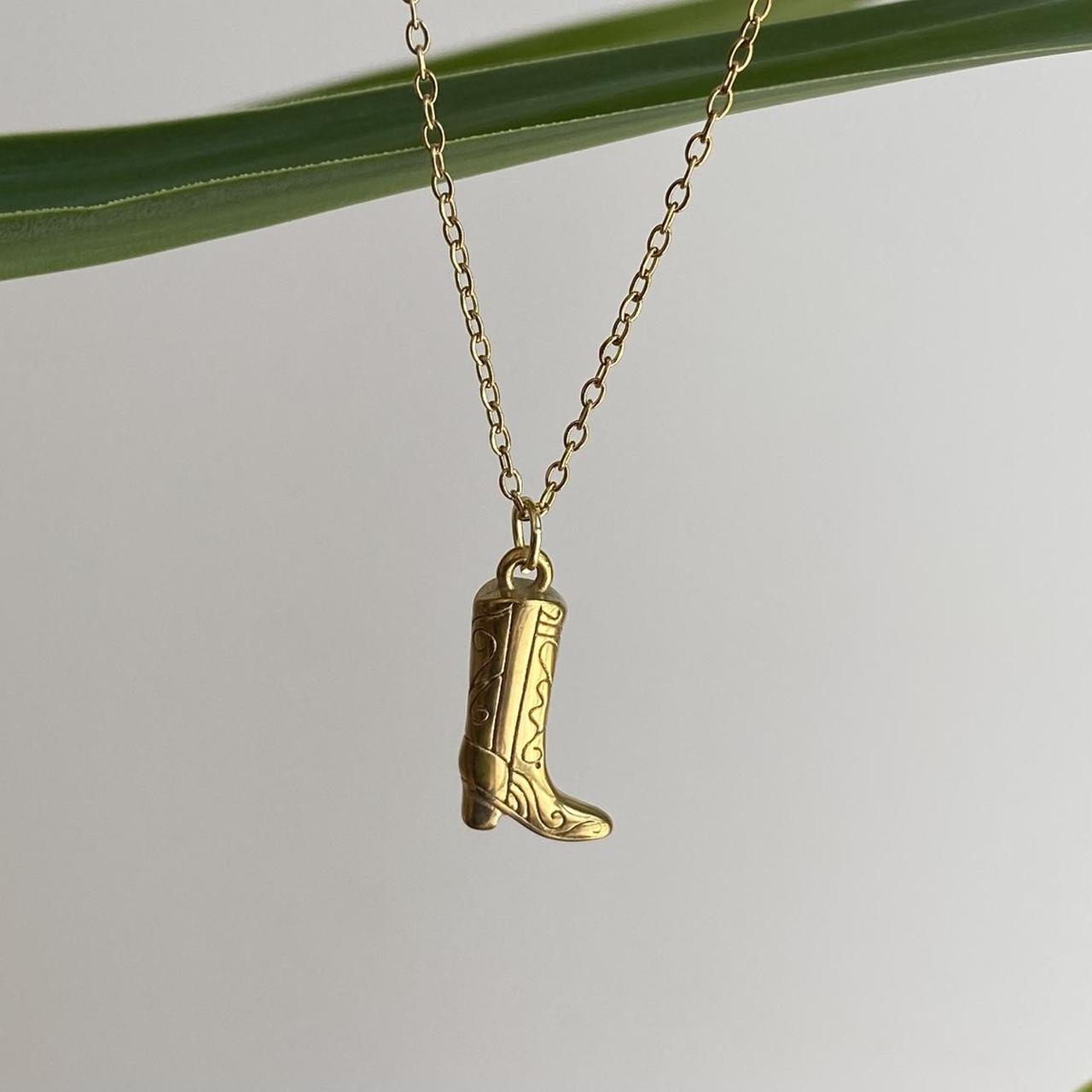 Gold Cowgirl Boot Pendant Chain Necklace Also - Image 7