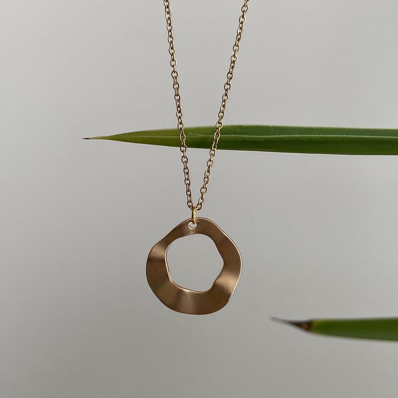 Organically Shaped Gold Hoop Ring Pendant Chain - Image 5