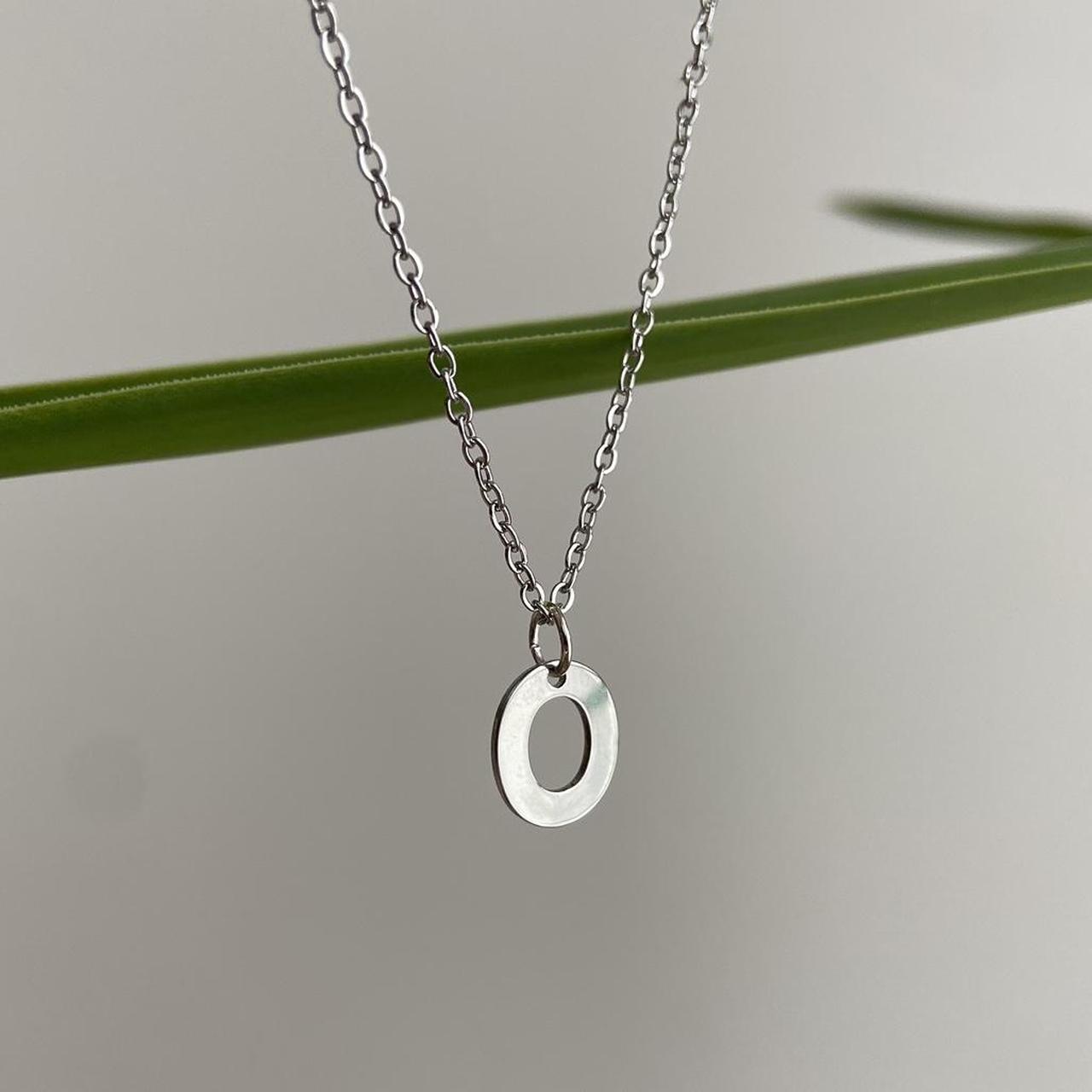 Silver Letter O Initial Pendant Chain Necklace