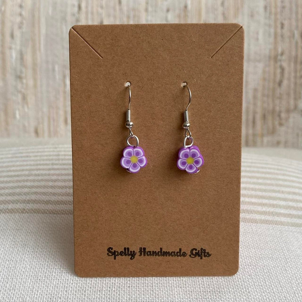 Light Purple Tropical Flower Polymer Clay Dangle - Image 3