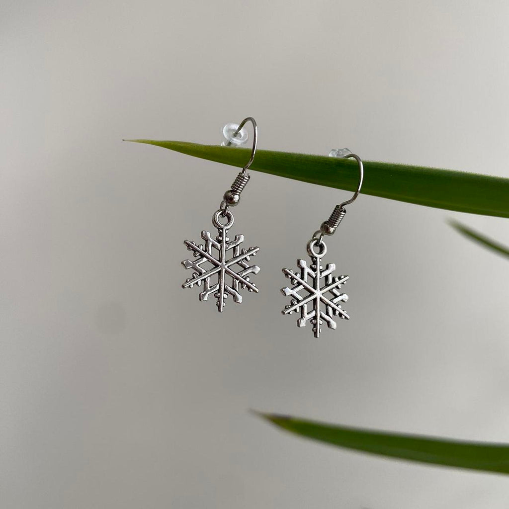 Large Silver Snowflake Dangle Earrings Also - Image 2