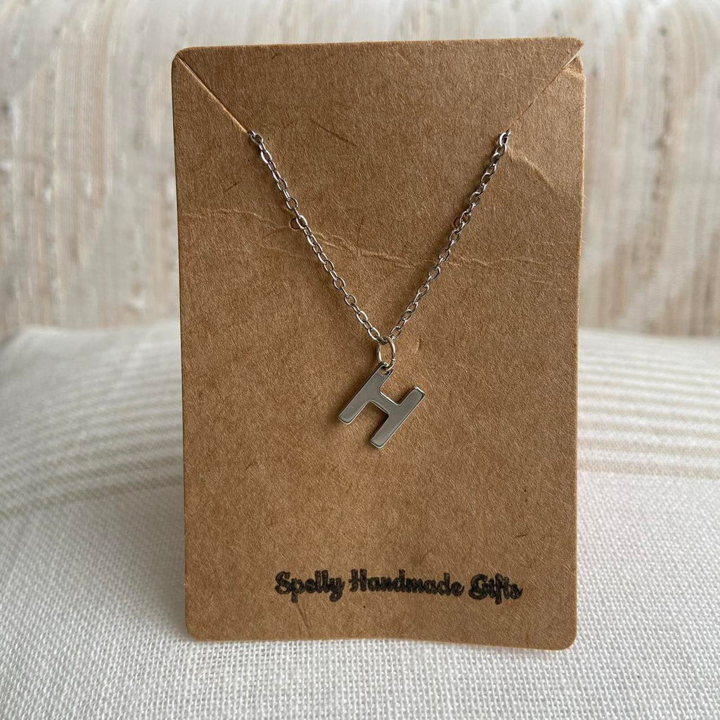 Silver Letter H Initial Pendant Chain Necklace - Image 3