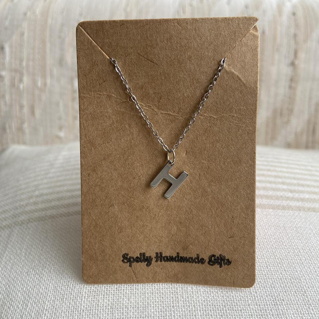 Silver Letter H Initial Pendant Chain Necklace - Image 3